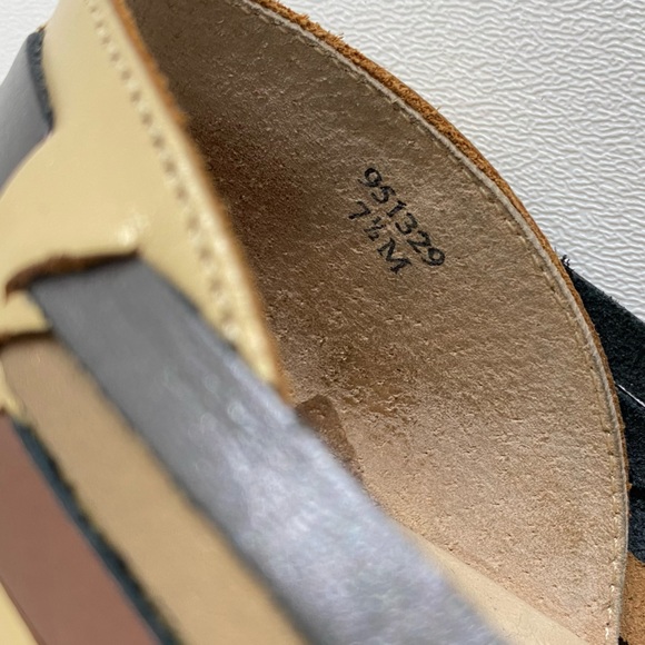 Huarache Sandals Gold Bronze Copper Pewter Metallic Leather Softspots 7.5 Flats - Picture 9 of 14